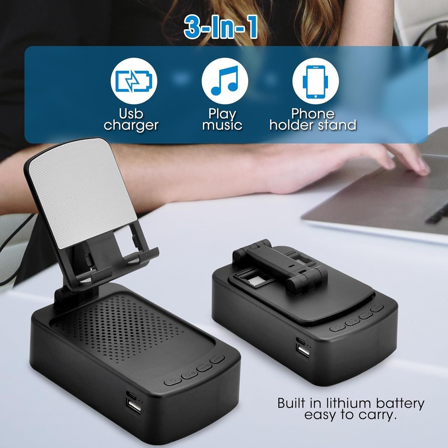 Roarswa 4-in-1 Mobile Phone Holder with HD Bluetooth Speaker