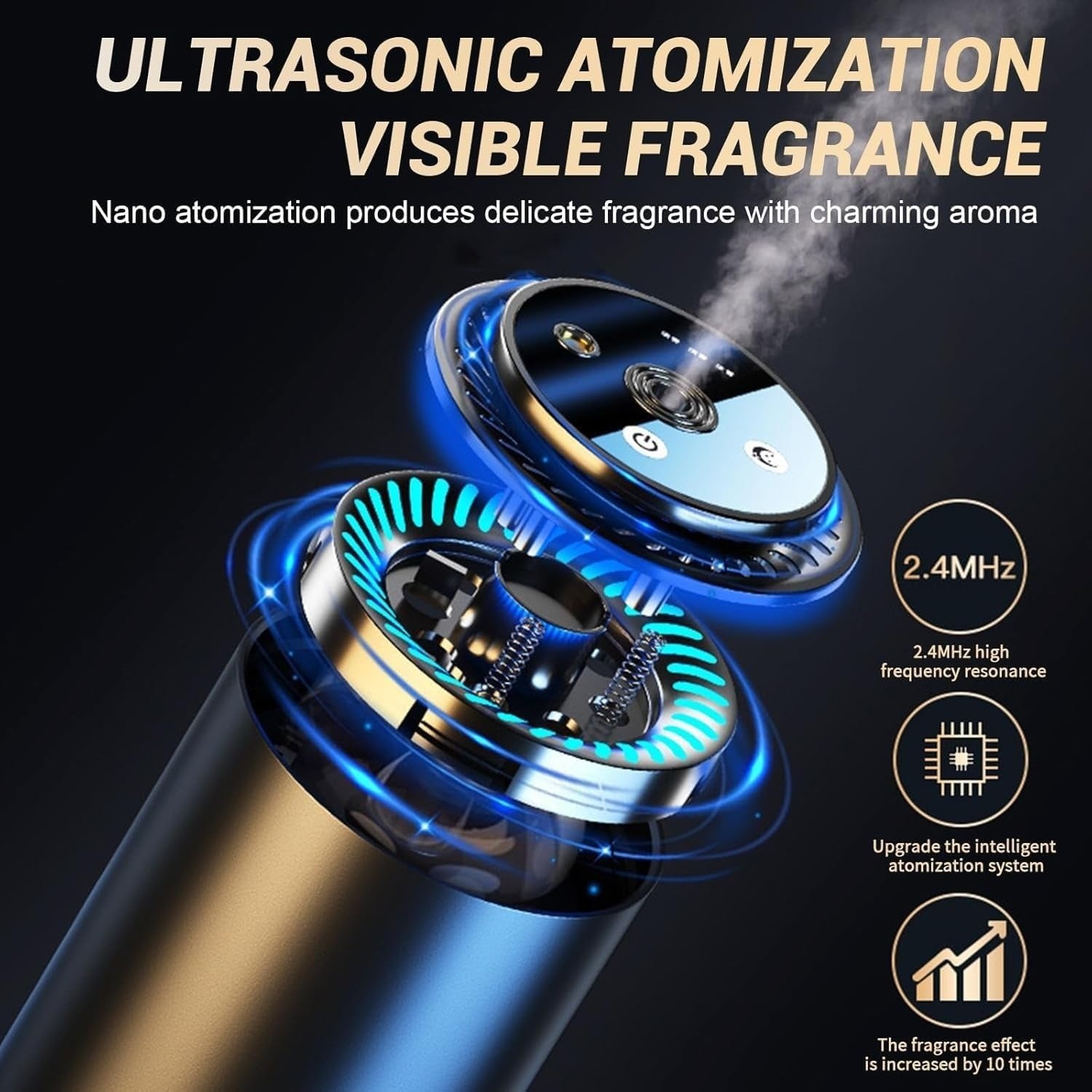 Smart Car Air Freshener - Automatic Essential Oils Aroma Diffuser - Auto On/Off Fragrance Fresheners with Starry Lights Projector